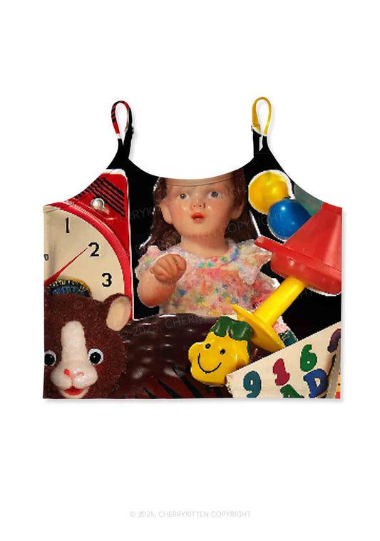 Nostalgic Childhood Y2K Print Cami Crop Top Cherrykitten