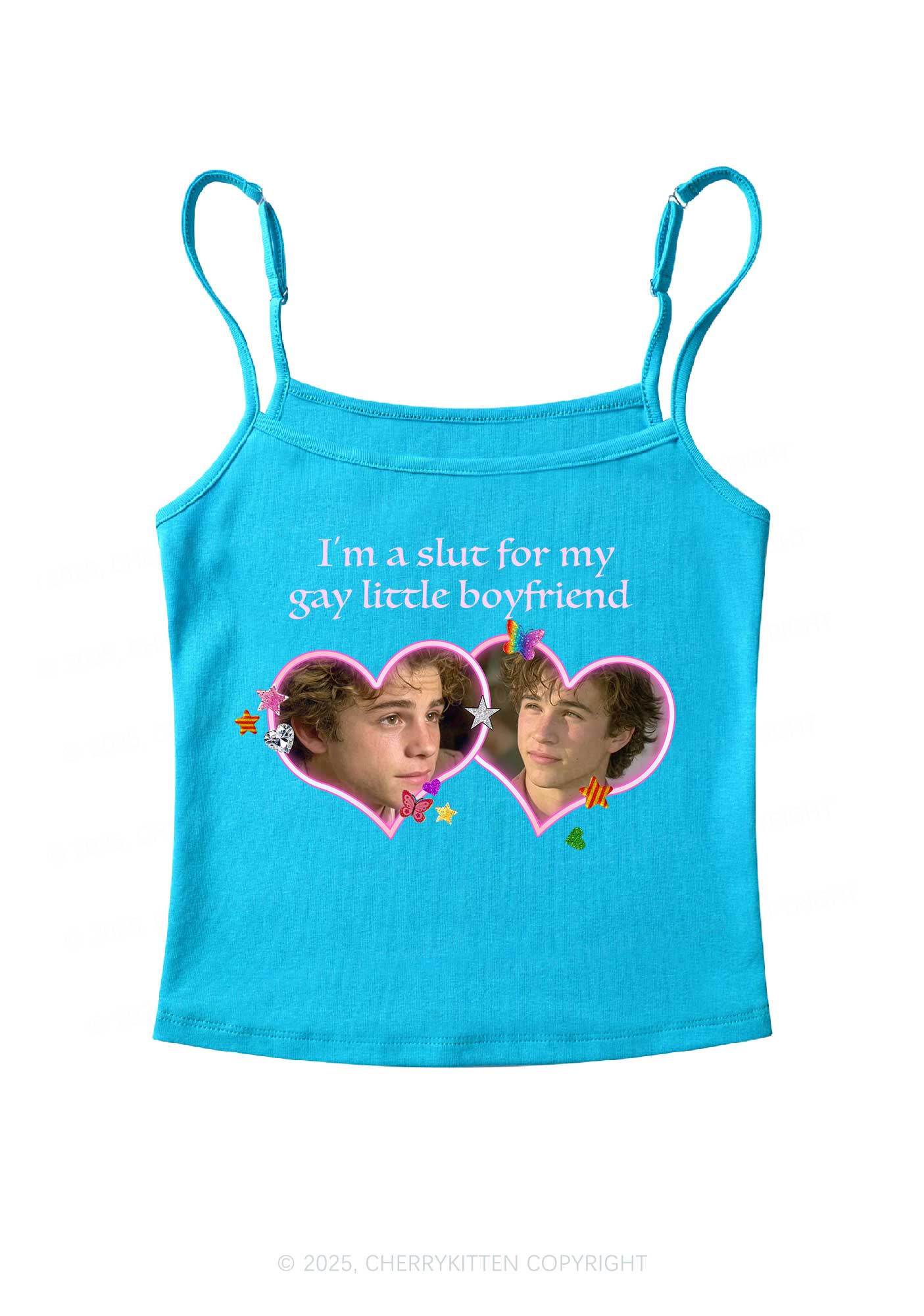 Custom Slxt Gay BF Photo Y2K Spaghetti Strap Cami Cherrykitten