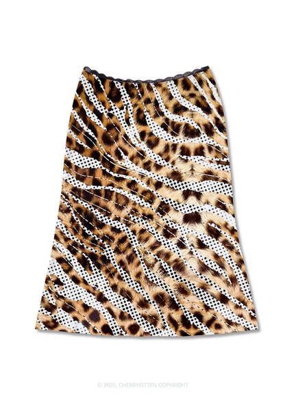 Wild Dots Y2K Print Midi Skirt Cherrykitten