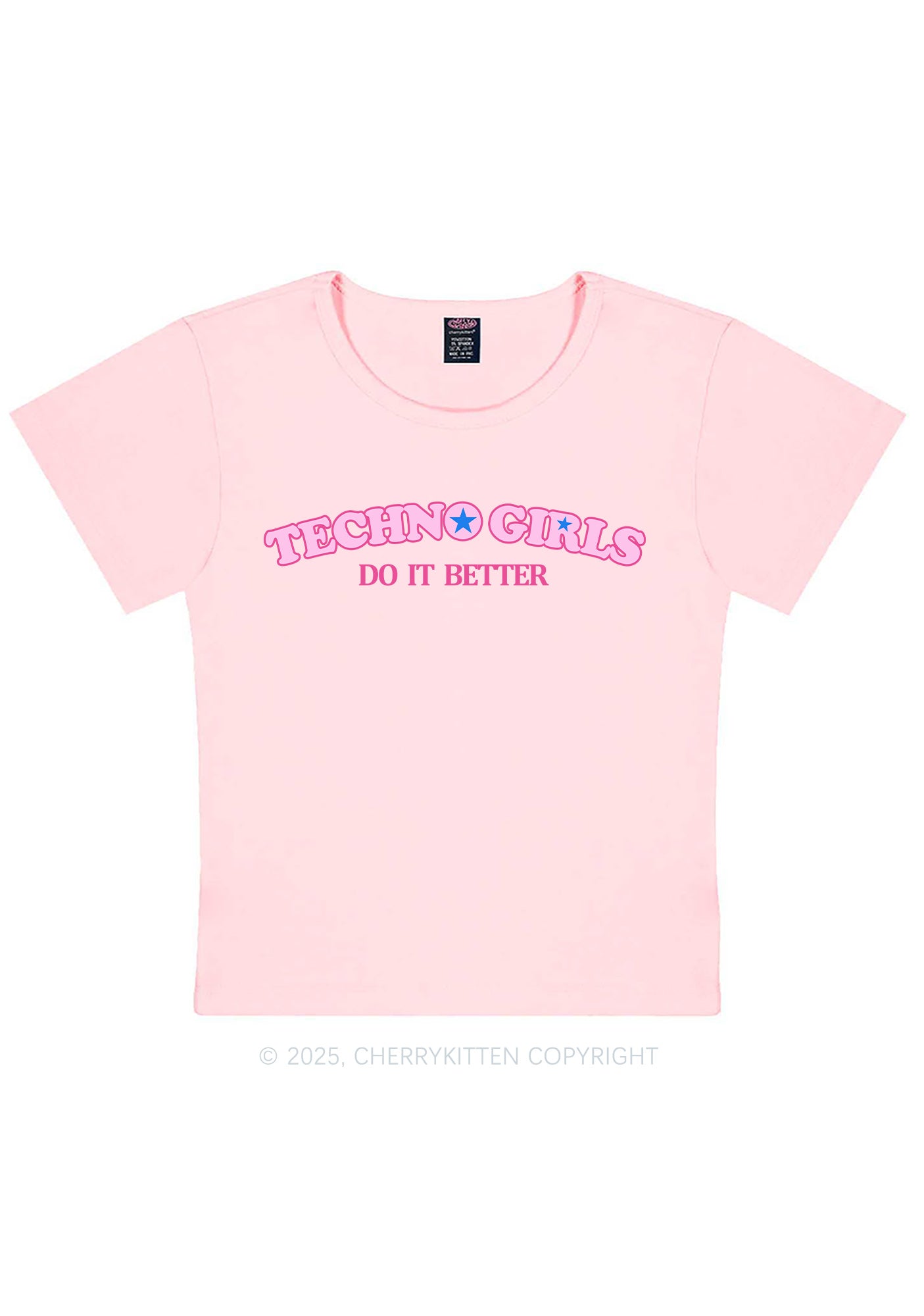 Techno Girl Do Better Y2K Baby Tee Cherrykitten