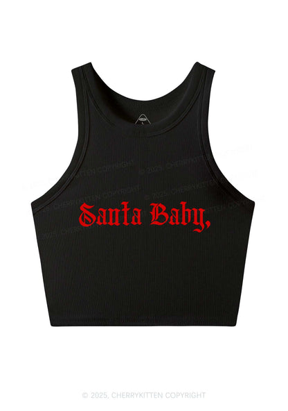 Christmas Santa Baby Y2K Crop Tank Top Cherrykitten