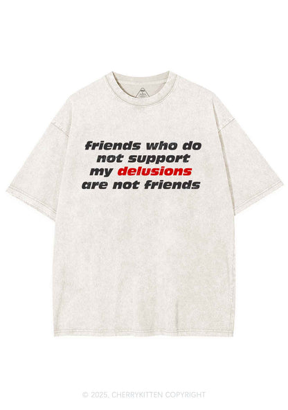 Friends Support My Delusions Y2K Shirts Washed Tee Cherrykitten