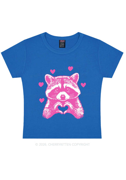 Pink Raccoon Heart Valentine's Day Y2K Baby Tee Cherrykitten