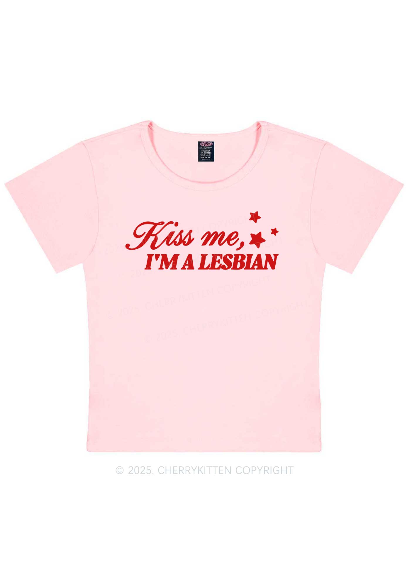 Kiss Me Im Lesbian Pride Y2K Baby Tee Cherrykitten