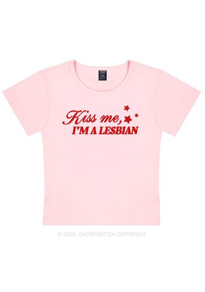 Kiss Me Im Lesbian Pride Y2K Baby Tee Cherrykitten