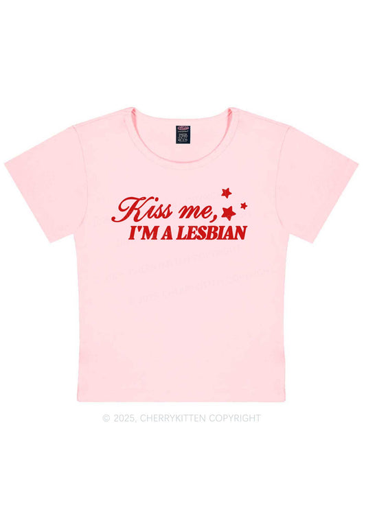 Kiss Me Im Lesbian Pride Y2K Baby Tee Cherrykitten