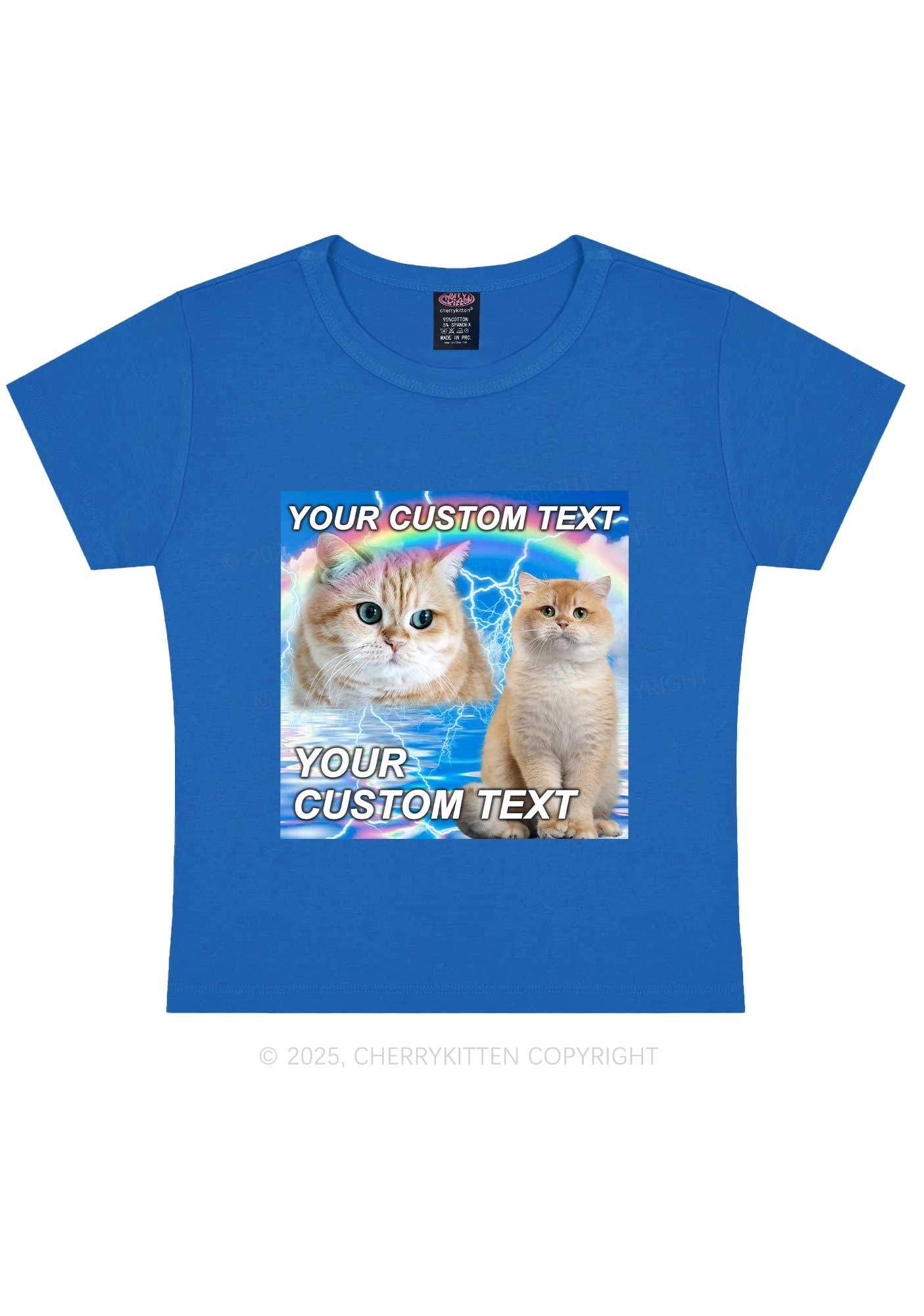 Custom Text Your Kitten Y2K Baby Tee Cherrykitten