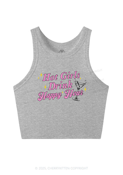 Hot Girls Drink Happy Hour Y2K Crop Tank Top Cherrykitten
