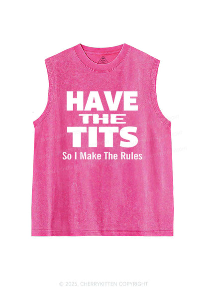 I Make Rules Y2K Washed Muscle Tank Cherrykitten