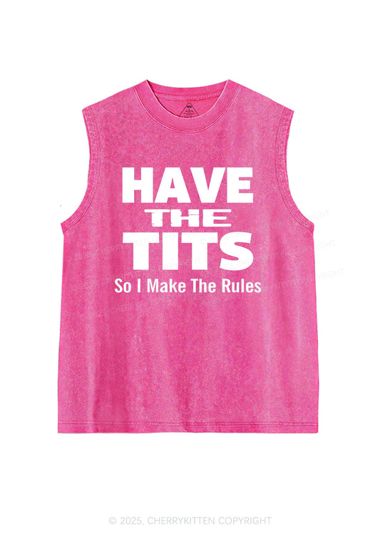 I Make Rules Y2K Washed Muscle Tank Cherrykitten