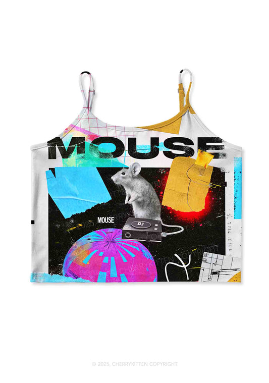 Neon DJ Mouse Y2K Print Cami Crop Top Cherrykitten