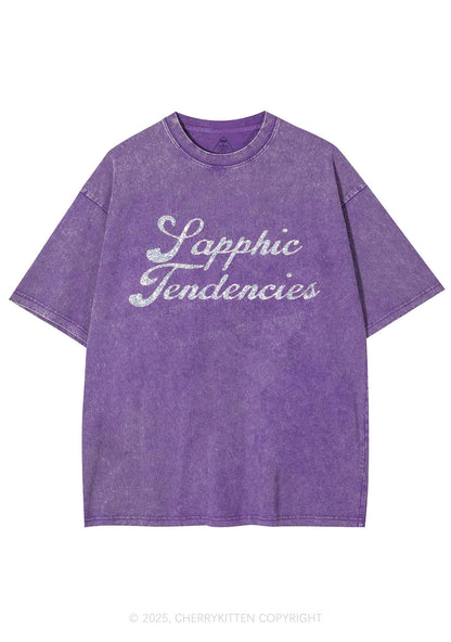 Glitter Sapphic Tendencies Pride Y2K Shirts Washed Tee Cherrykitten