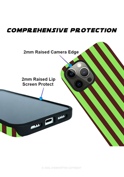 Green Brown Stripes Y2K Phone Case Cherrykitten
