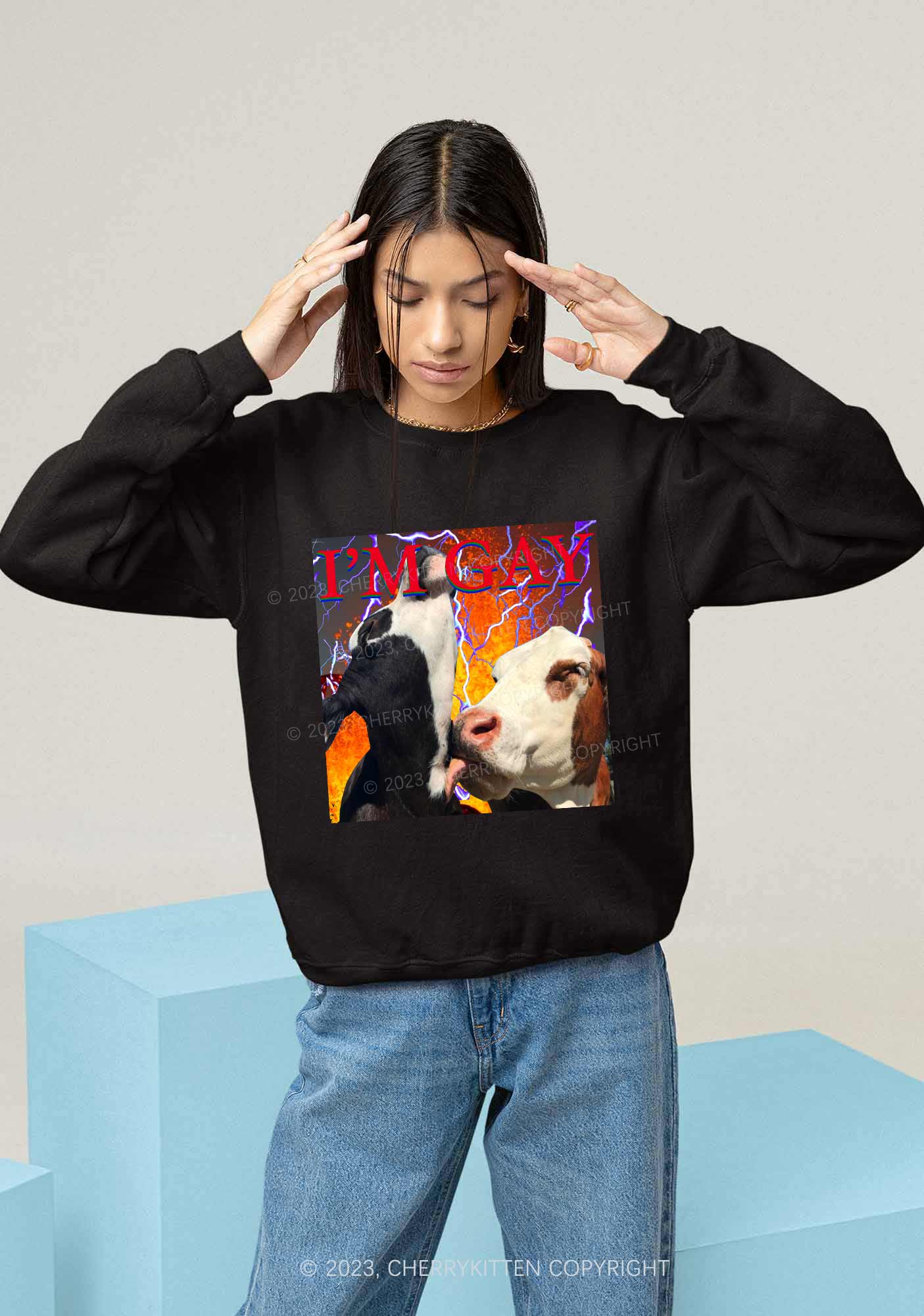 Gay Cow Play Y2K Sweatshirt Cherrykitten