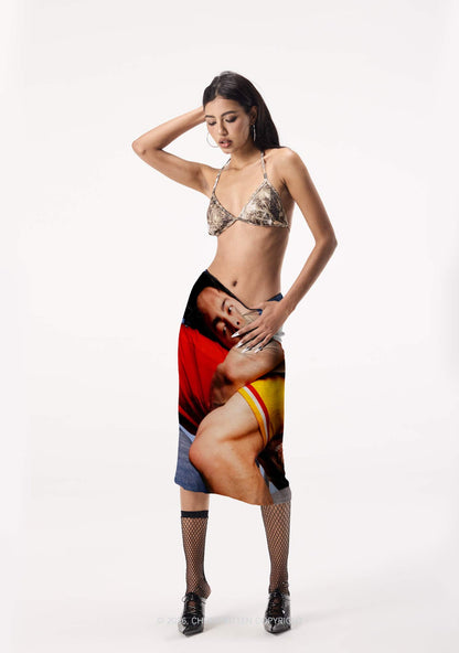 Back Hug HR Y2K Print Midi Skirt Cherrykitten