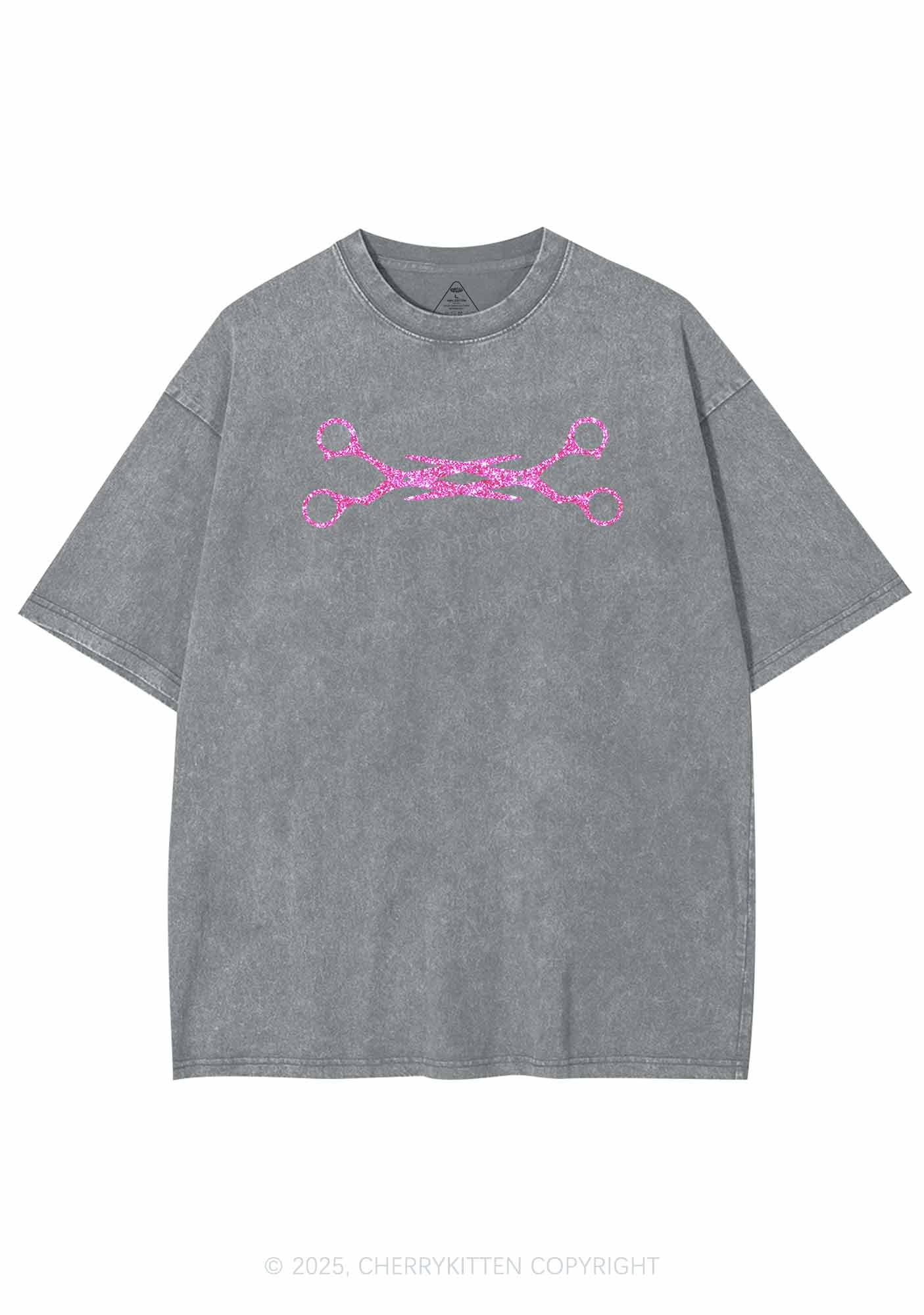 Glitter Pink Scissor Pride Y2K Shirts Washed Tee Cherrykitten
