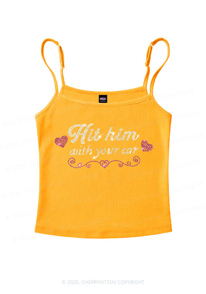 Rhinestone Hit Him Y2K Spaghetti Strap Cami Cherrykitten