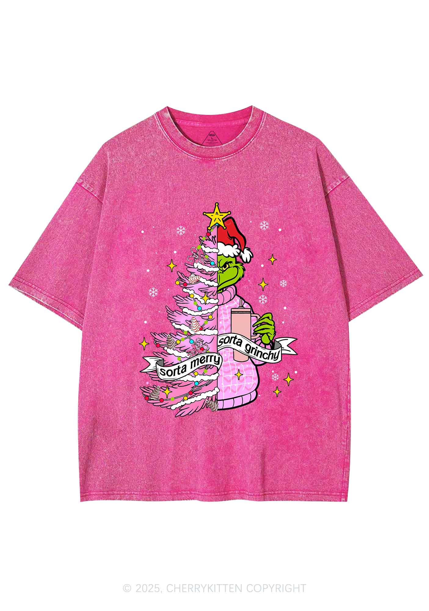 Christmas Sorta Merry Y2K Shirts Washed Tee Cherrykitten