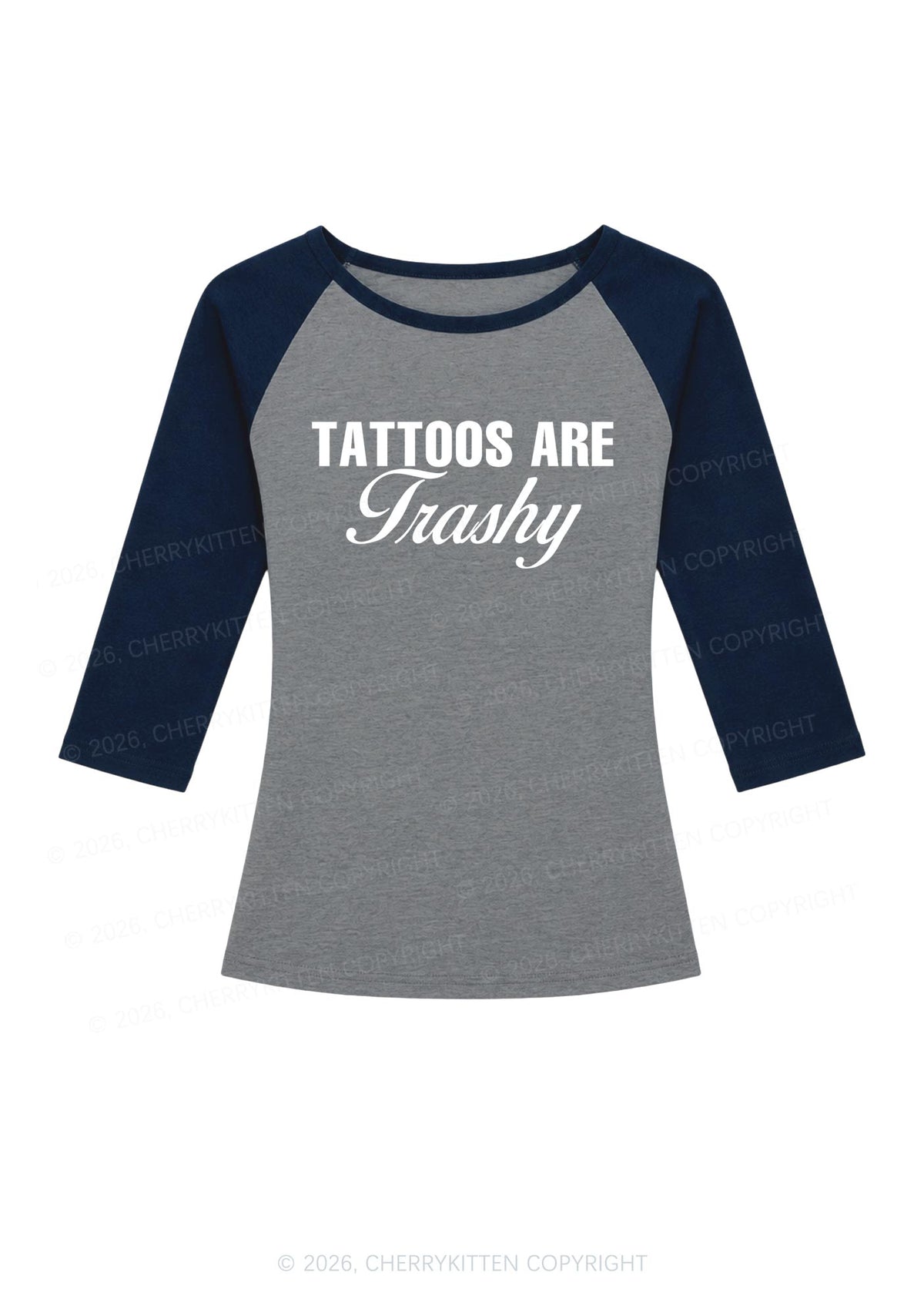 Tattoos Are Trashy Y2K Raglan Sleeve Crop Top Cherrykitten