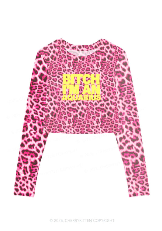 Bxtch I'm A Custom Zodiac Y2K Mesh Long Sleeve Crop Top Cherrykitten