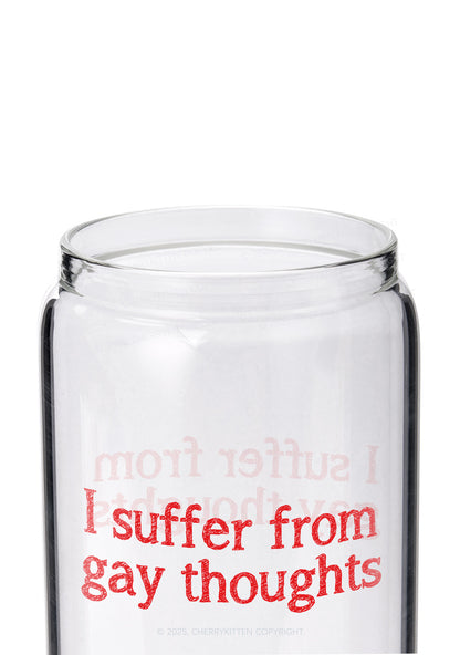 Suffer From Gay Thoughts Pride Y2K Printed Glass Cup Cherrykitten