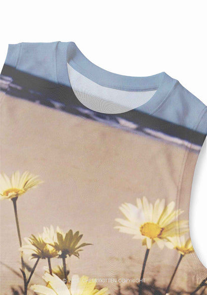 Yellow Daisy Y2K Mesh Muscle Tank Cherrykitten