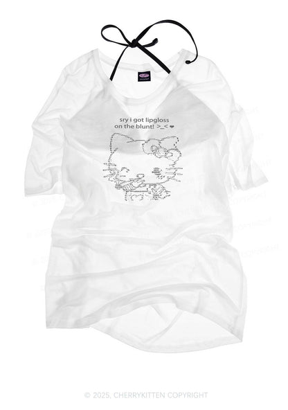 Sorry About Lipgloss Y2K Sheer Boyfriend Tee Cherrykitten