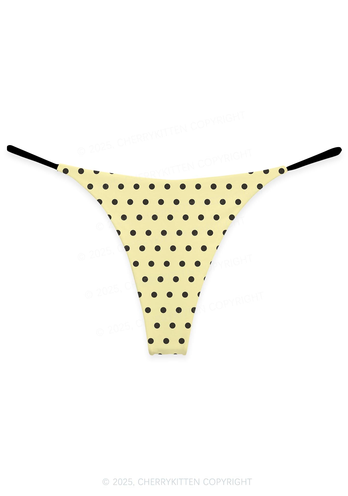 Yellow Polka Dot Y2K Print Bikini String Thong Cherrykitten