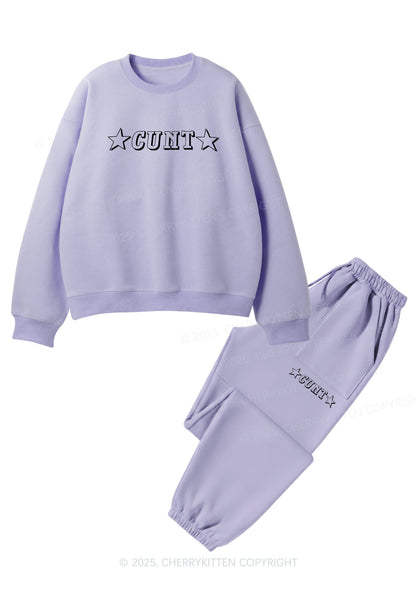 Star Count Y2K Fleece Sweatshirts Set Cherrykitten