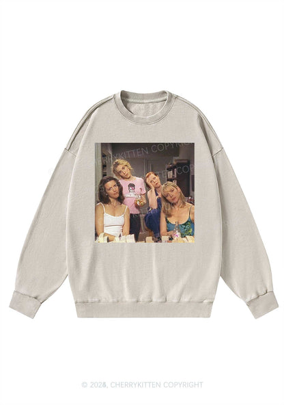 Girl Puzzled Y2K Washed Sweatshirts Cherrykitten