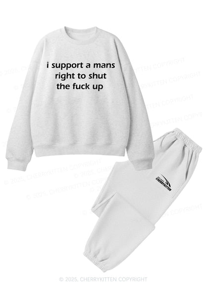 I Support A Mans Right Y2K Fleece Sweatshirts Set Cherrykitten