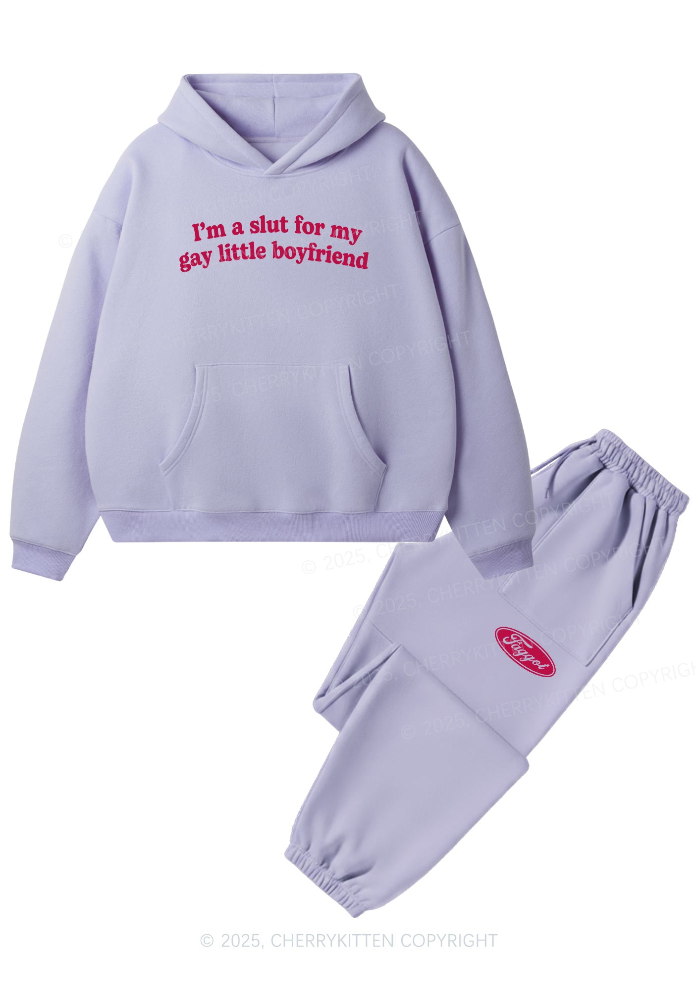 Slxt For My Gay BF Y2K Fleece Hoodie Set Cherrykitten