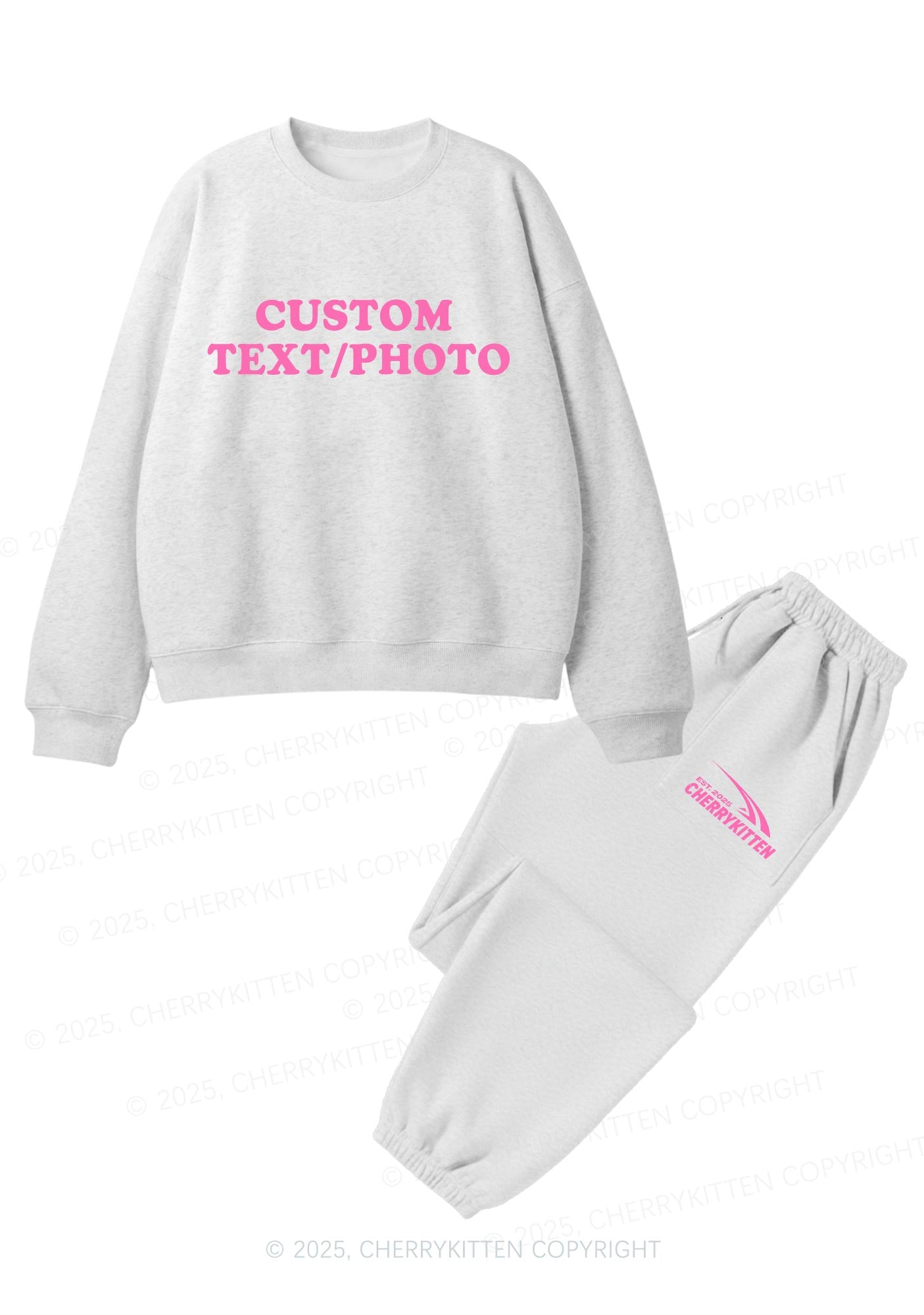 Custom Personalized Text Y2K Fleece Sweatshirts Set Cherrykitten