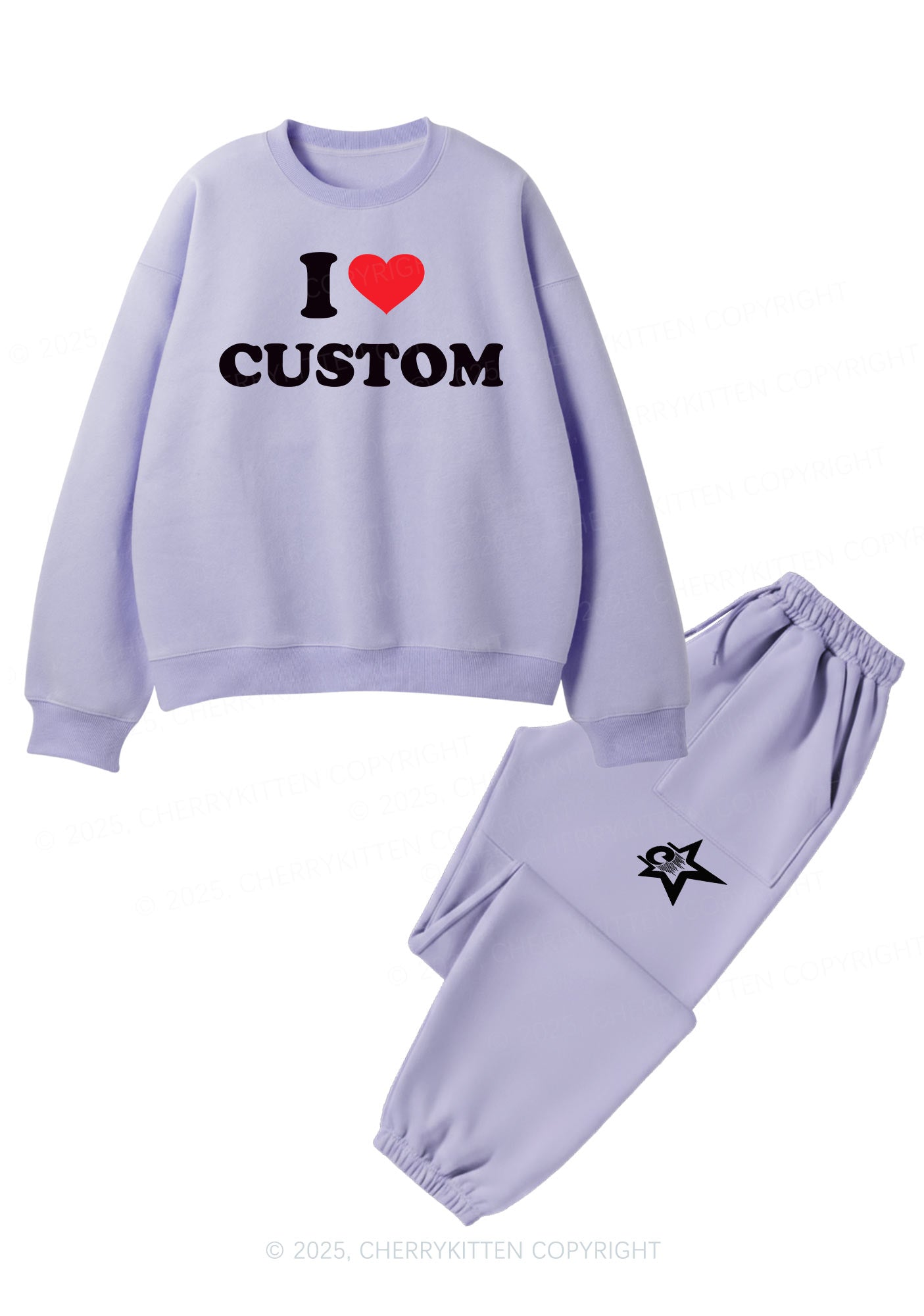 I Love Custom Personalized Y2K Fleece Sweatshirts Set Cherrykitten