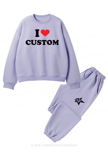 I Love Custom Personalized Y2K Fleece Sweatshirts Set Cherrykitten