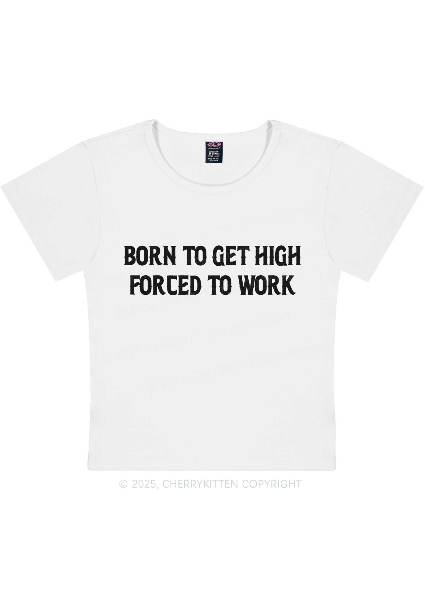 Born To Get High Y2K Baby Tee Cherrykitten