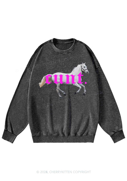 Cxxt Horse Y2K Washed Sweatshirts Cherrykitten