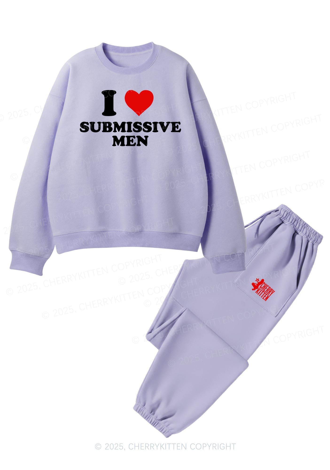 I Love S Men Y2K Fleece Sweatshirts Set Cherrykitten