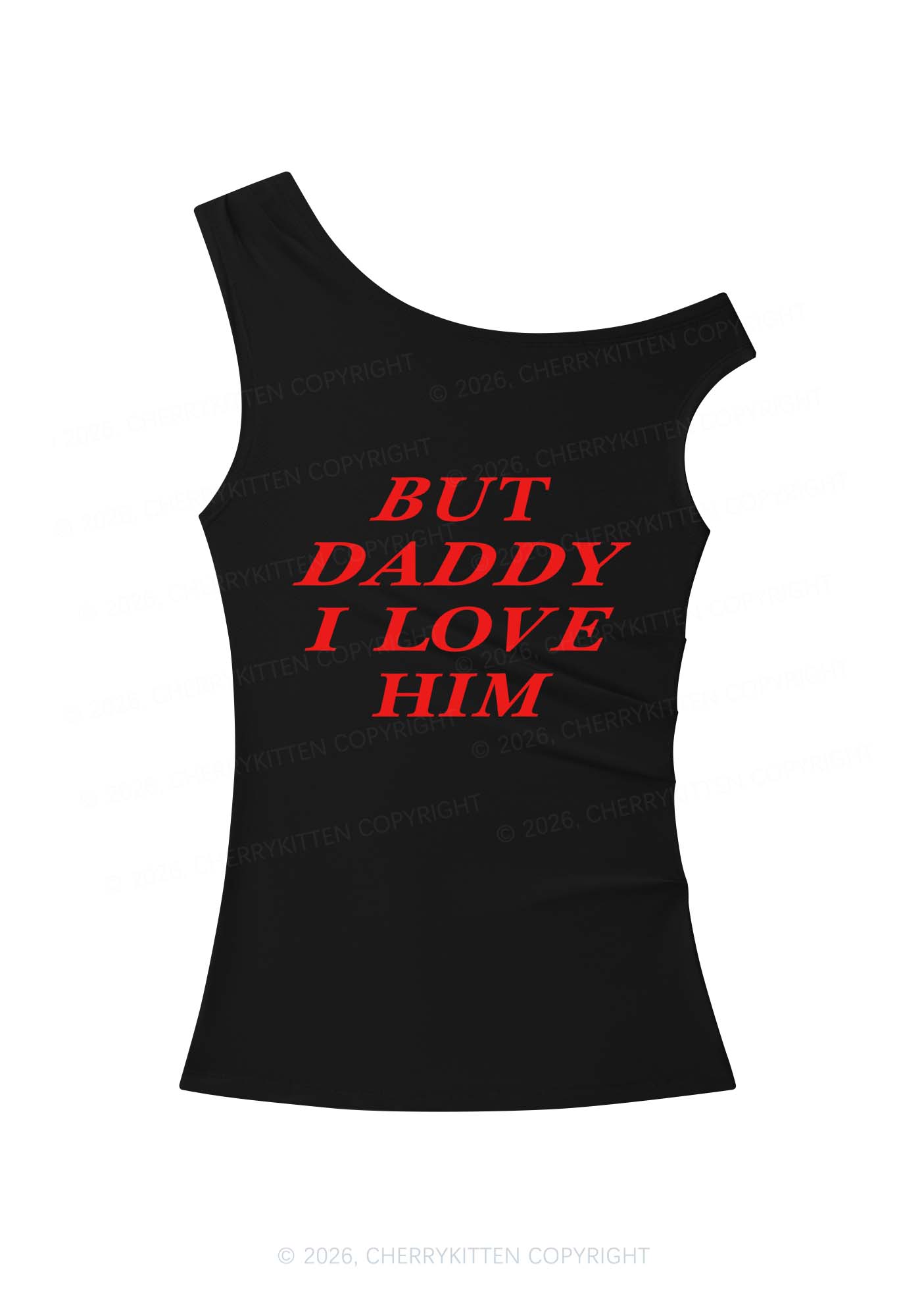 But Daddy I Love Him Y2K Off Shoulder Tank Top Cherrykitten