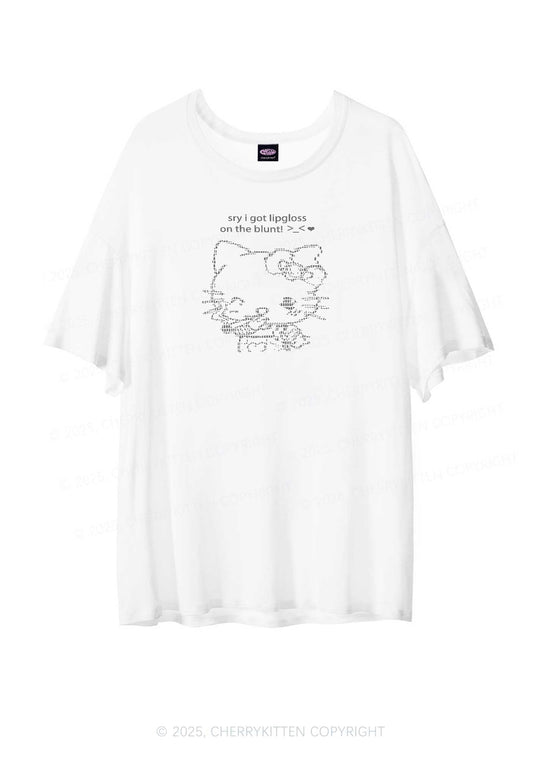 Sorry About Lipgloss Y2K Sheer Boyfriend Tee Cherrykitten