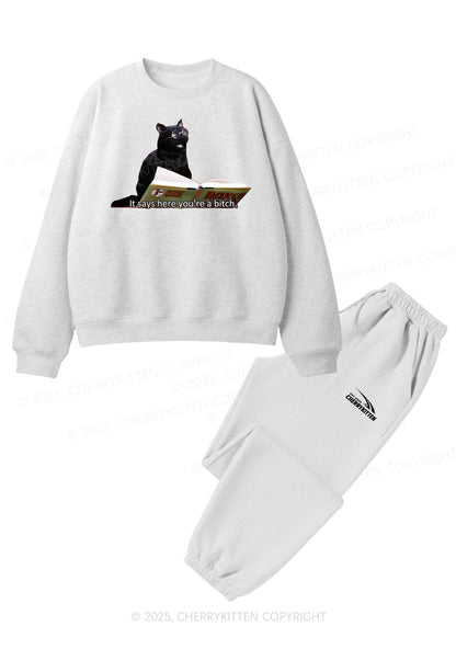 It Says Here Youre A Bixxh Y2K Fleece Sweatshirts Set Cherrykitten