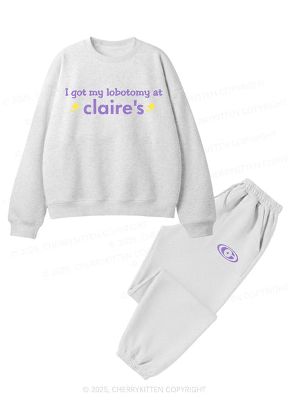 I Got My Lobotomy At Claires Y2K Fleece Sweatshirts Set Cherrykitten
