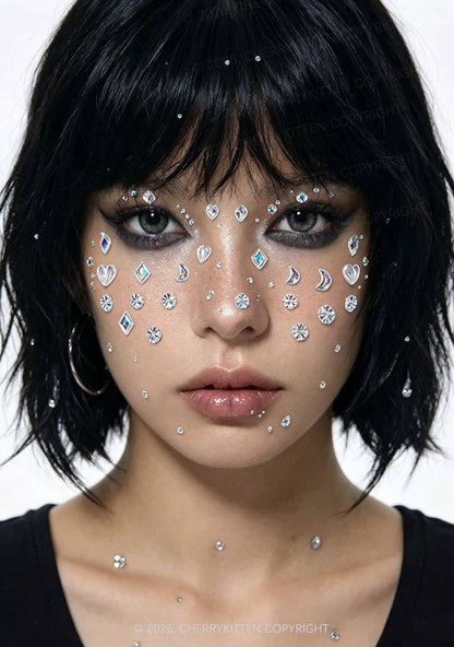 1pc Star Moon Rhinestone Y2K Face Sticker Cherrykitten
