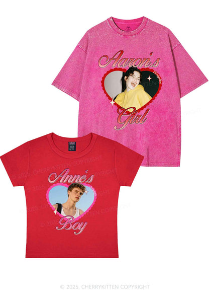 Custom Photo Heart Graphic Y2K Valentine's Day Couple Shirt Cherrykitten