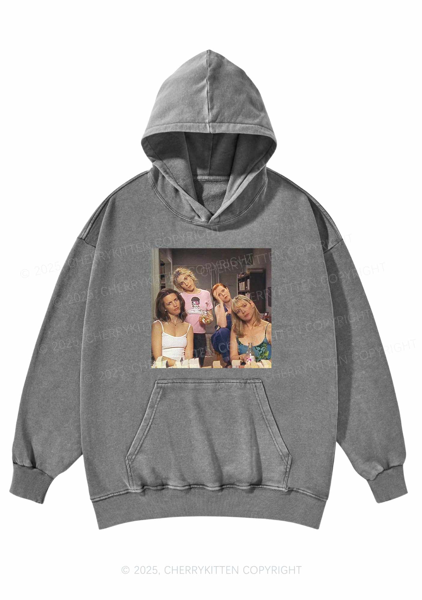 Girl Puzzled Y2K Washed Hoodie Cherrykitten