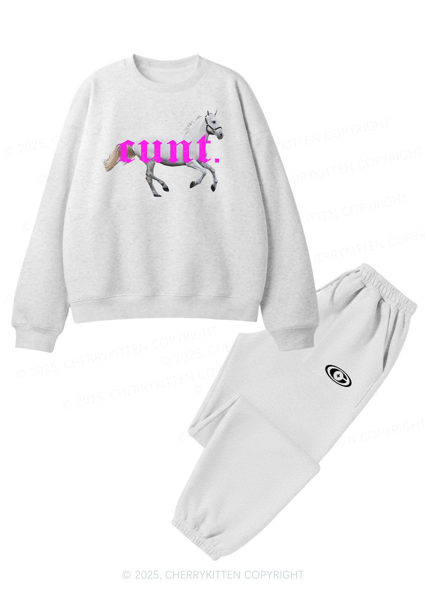 Cxxt Horse Y2K Fleece Sweatshirts Set Cherrykitten