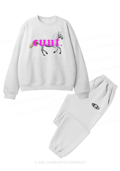 Cxxt Horse Y2K Fleece Sweatshirts Set Cherrykitten