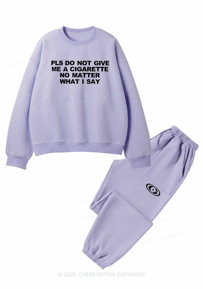 Dont Give Me Cigarette Y2K Fleece Sweatshirts Set Cherrykitten