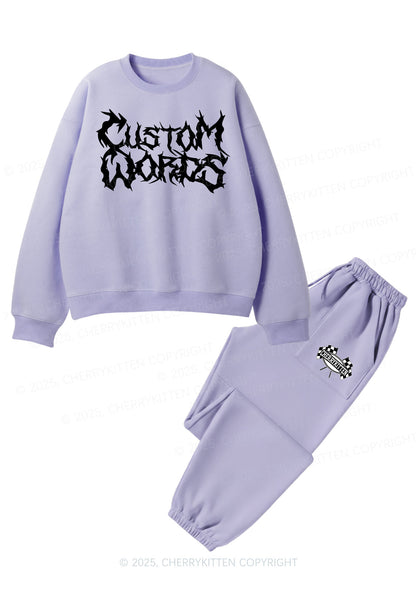 Custom Text Punk Font Y2K Fleece Sweatshirts Set Cherrykitten