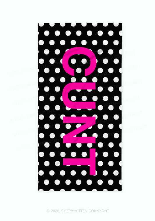 Pink Cxxt Polka Dots Y2K Beach Towel Cherrykitten